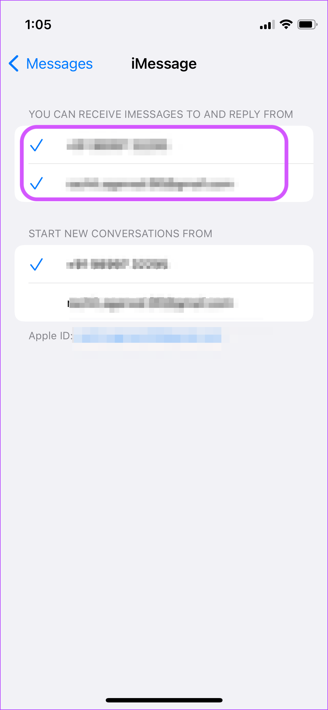 Déconnectez-vous et reconnectez-vous à iMessage 3