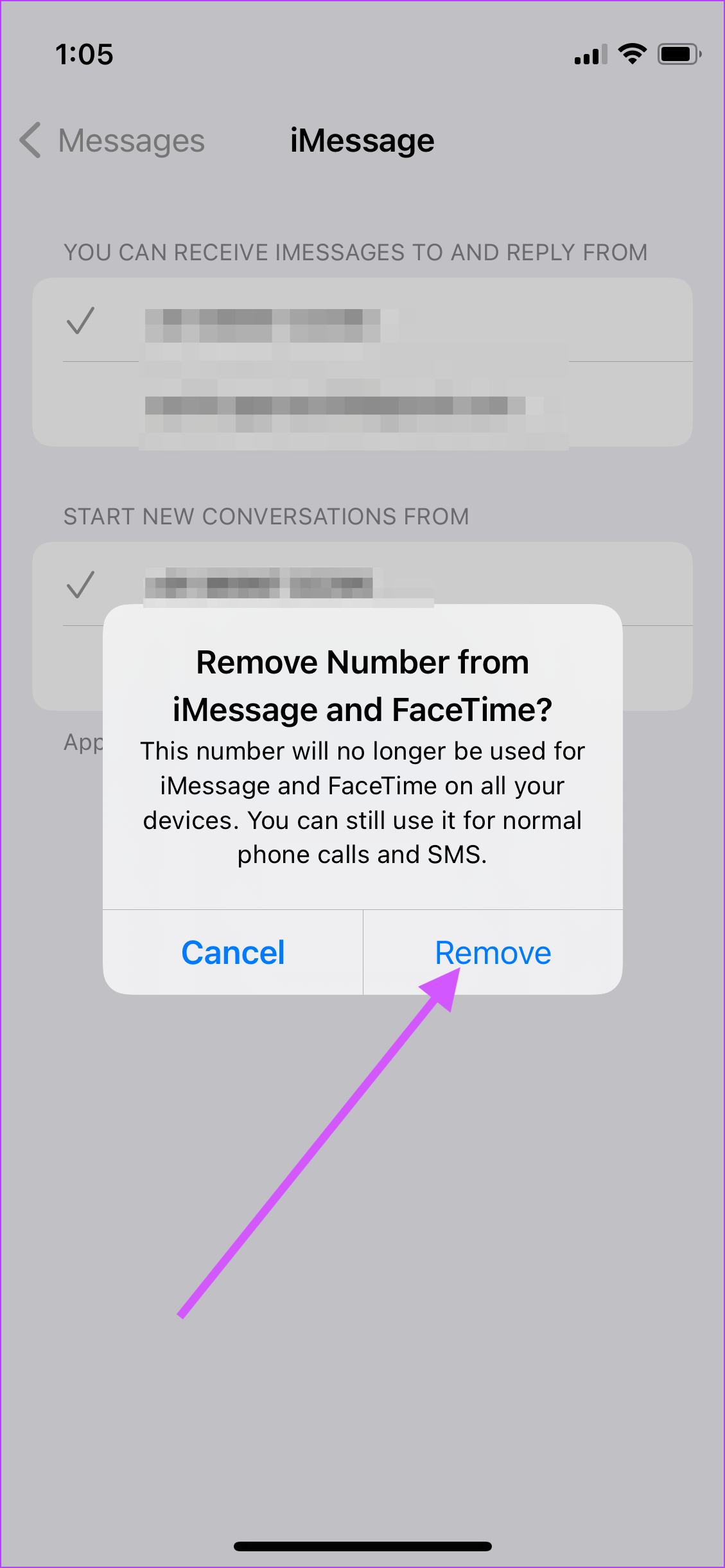 Déconnectez-vous et reconnectez-vous à iMessage 4