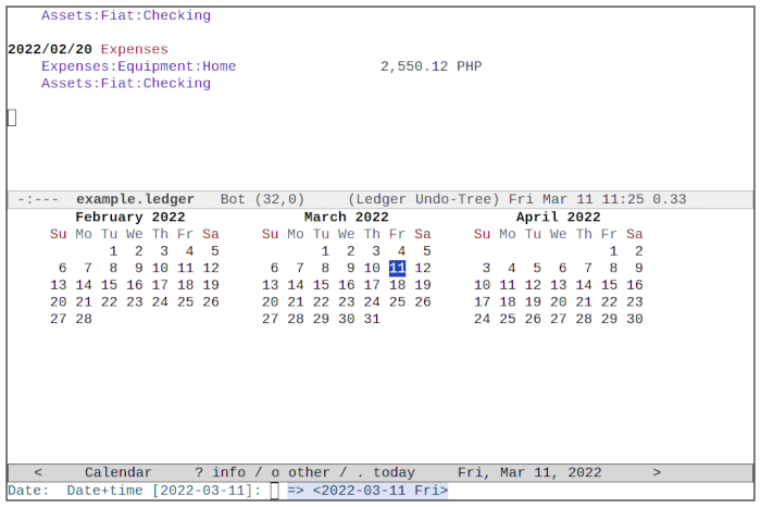 Emacs Ledger 12 Nouvelle date de transaction