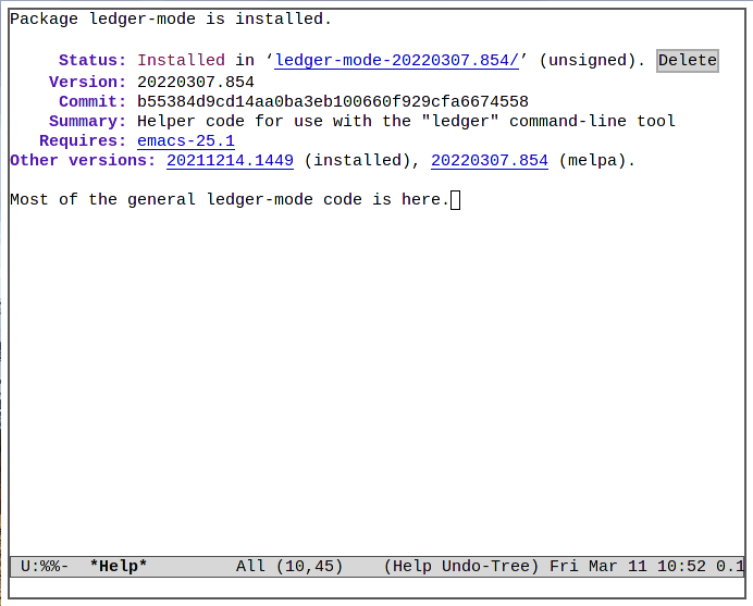 Emacs Ledger 09 Ledger Mode installé