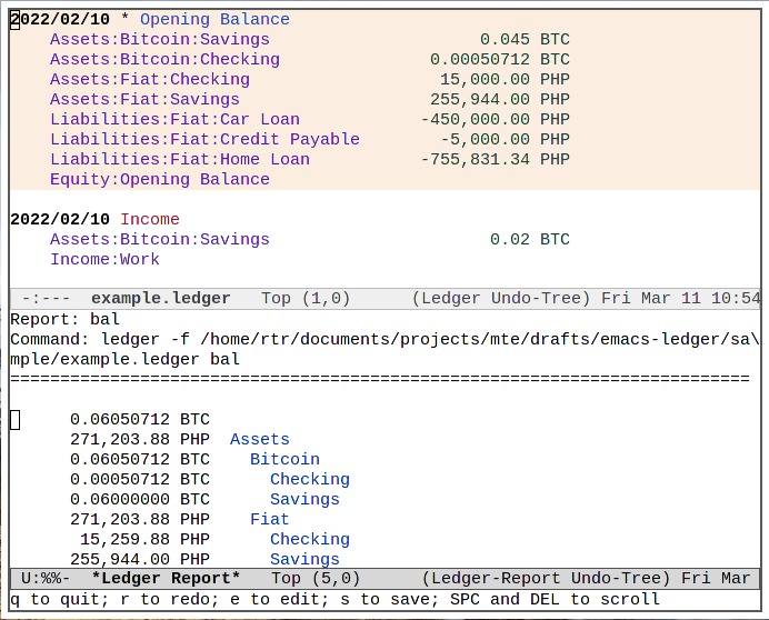 Emacs Ledger 11 Exemple de solde