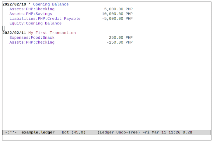 Emacs Ledger 14 Exemples de nouvelles transactions