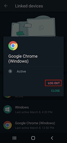 Déconnexion de WhatsApp des appareils liés