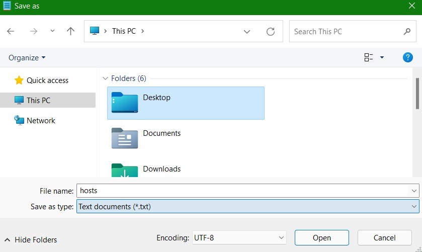 Windows Hosts File Save Desktop