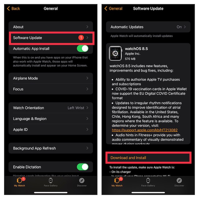 Mettre à jour watchOS à l'aide de votre iPhone couplé