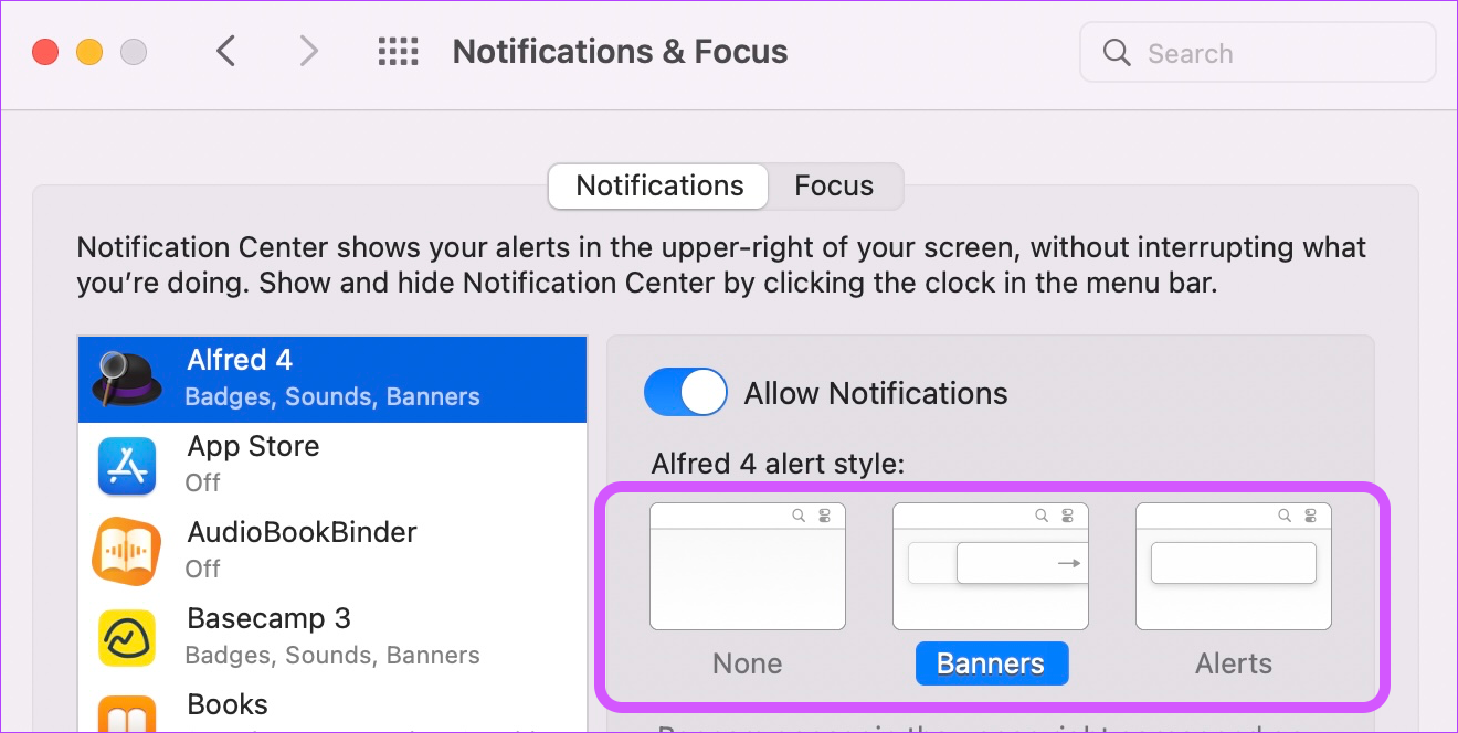 2. Définition des préférences de notification spécifiques à l'application 4