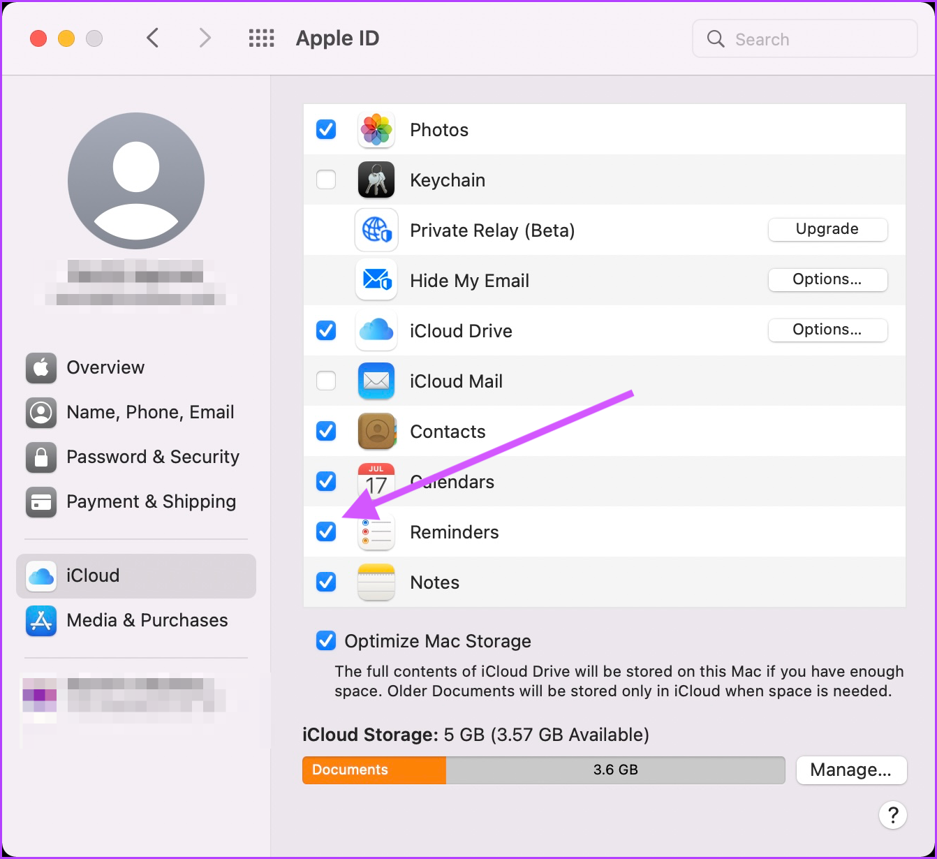 2. Assurez-vous que iCloud Sync est activé pour les rappels sur iPhone et Mac 6
