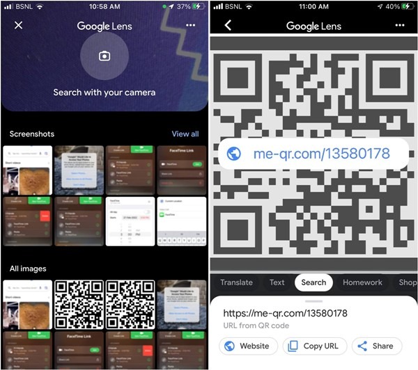 Scanner le code QR Capture d'écran Image Iphone Google Lens Trouver