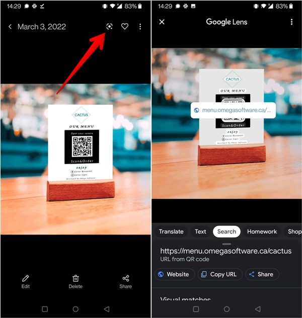 Scanner le code QR Capture d'écran Image Google Lens Gallery