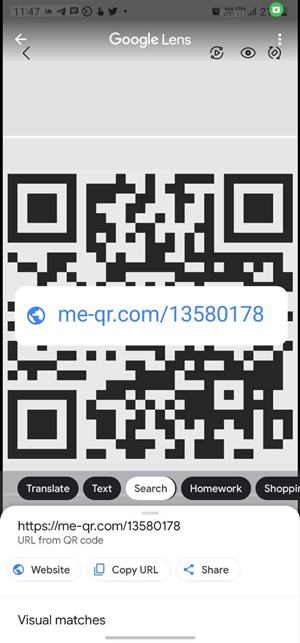 Scanner le code QR Capture d'écran Résultat de l'objectif Google