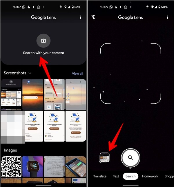 Scanner l'image de capture d'écran du code QR Android Google Lens ne fonctionne pas