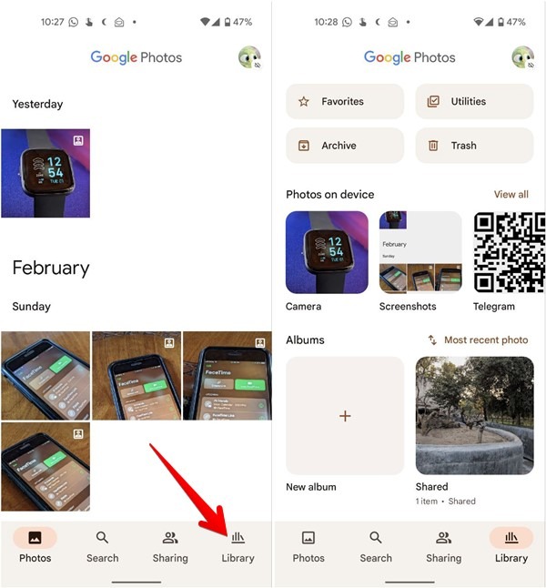 Scanner le code QR Capture d'écran Image Android Google Photos Albums