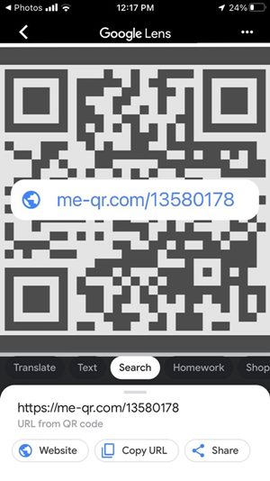 Scanner le code QR Capture d'écran Image Iphone Google Lens Partager le résultat de la feuille