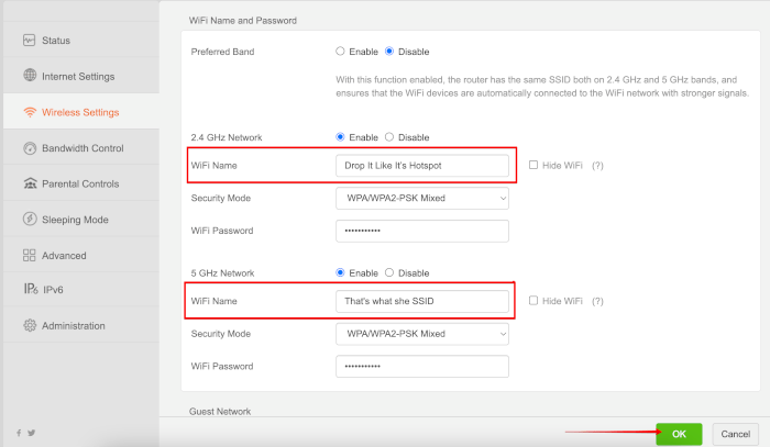 Changer le Ssid du routeur sans fil