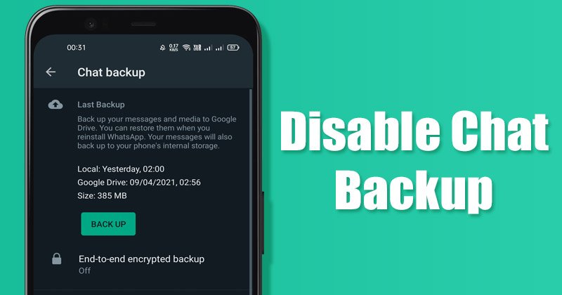 Comment désactiver la sauvegarde de chat WhatsApp sur Android et iPhone