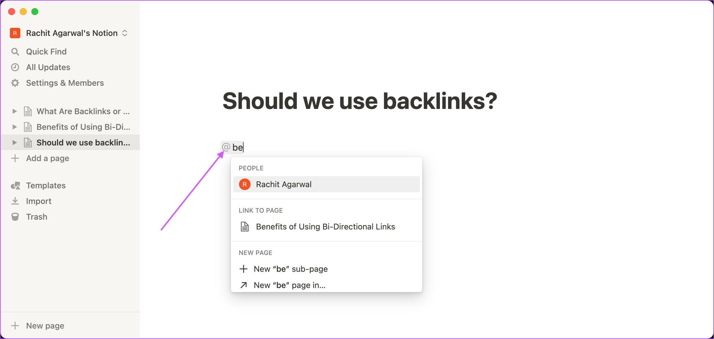 Comment créer des backlinks dans Notion 2