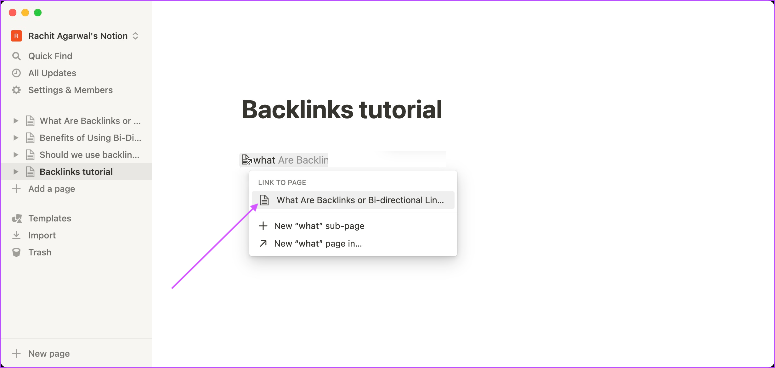 Comment créer des backlinks dans Notion 4