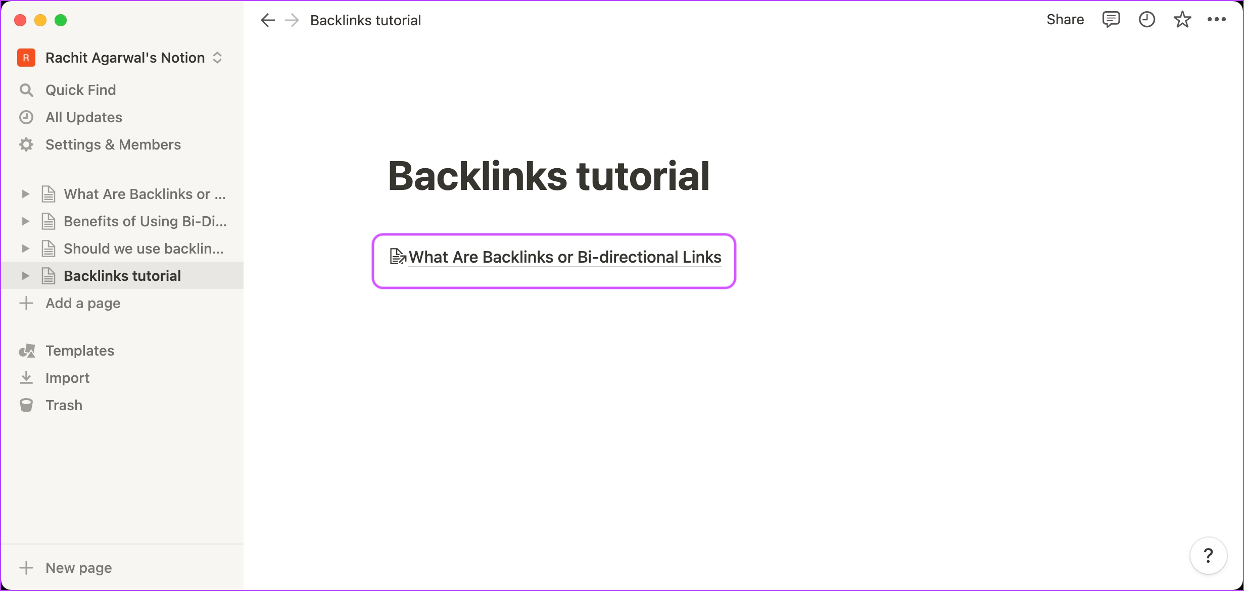 Comment créer des backlinks dans Notion 5