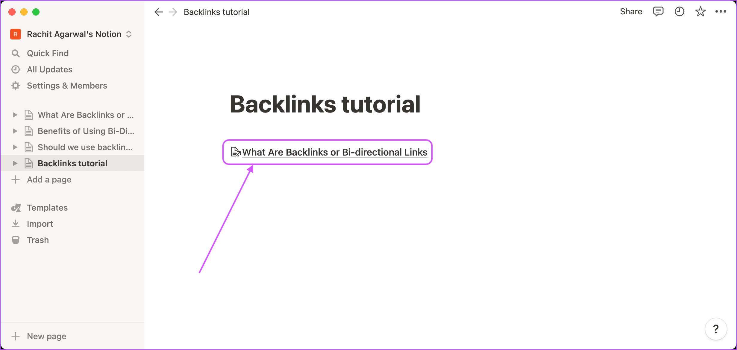 Comment utiliser les backlinks dans Notion 1