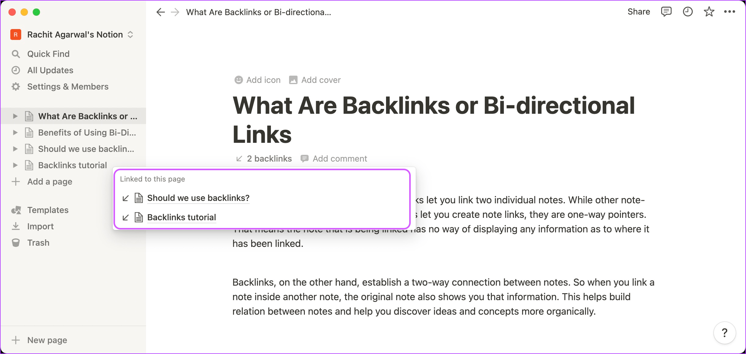 Comment utiliser les backlinks dans Notion 3