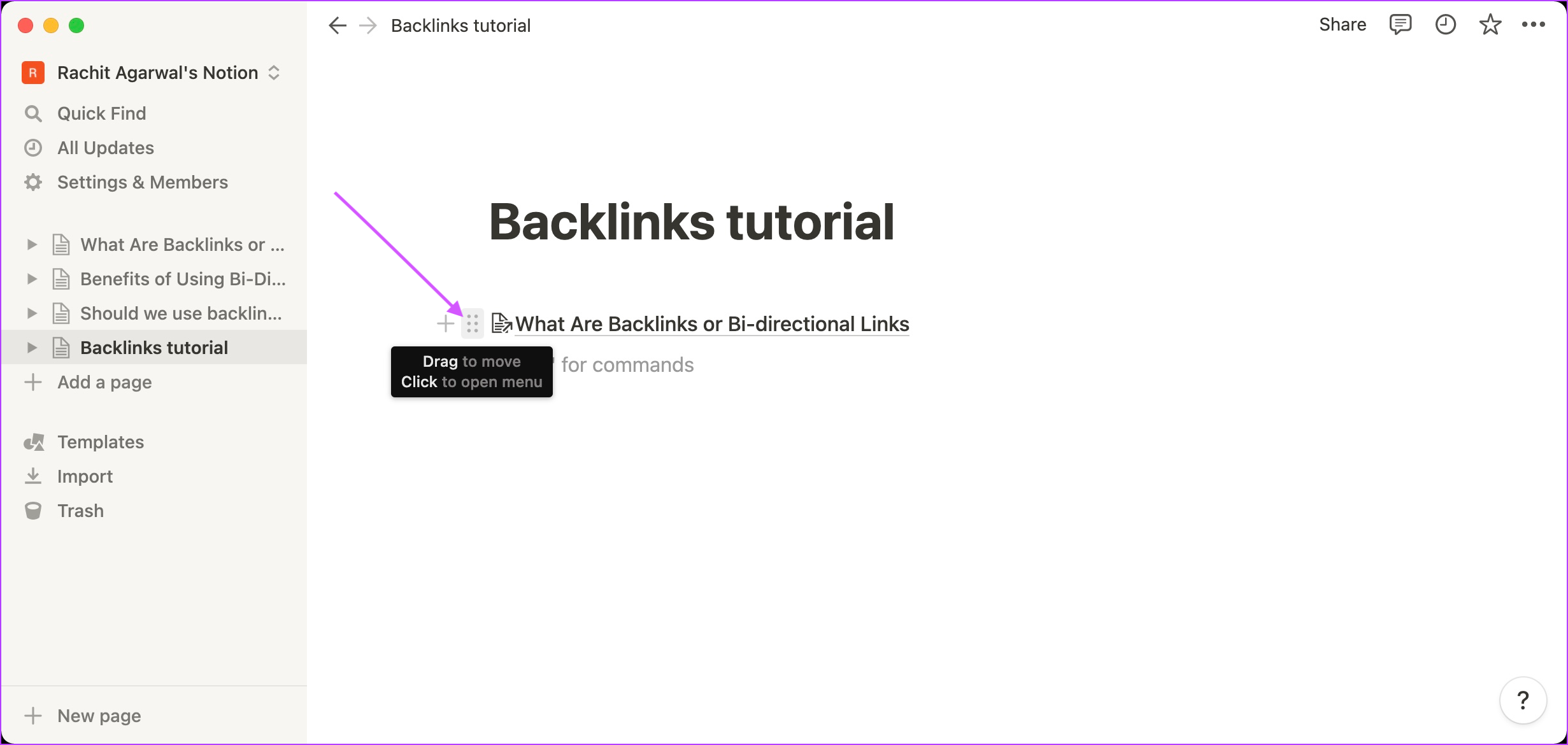 Comment supprimer les backlinks dans Notion 4