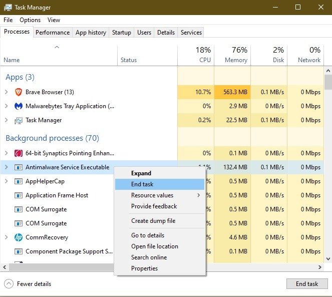 Devez-vous désactiver le processus exécutable du service antimalware Antimalware End Process