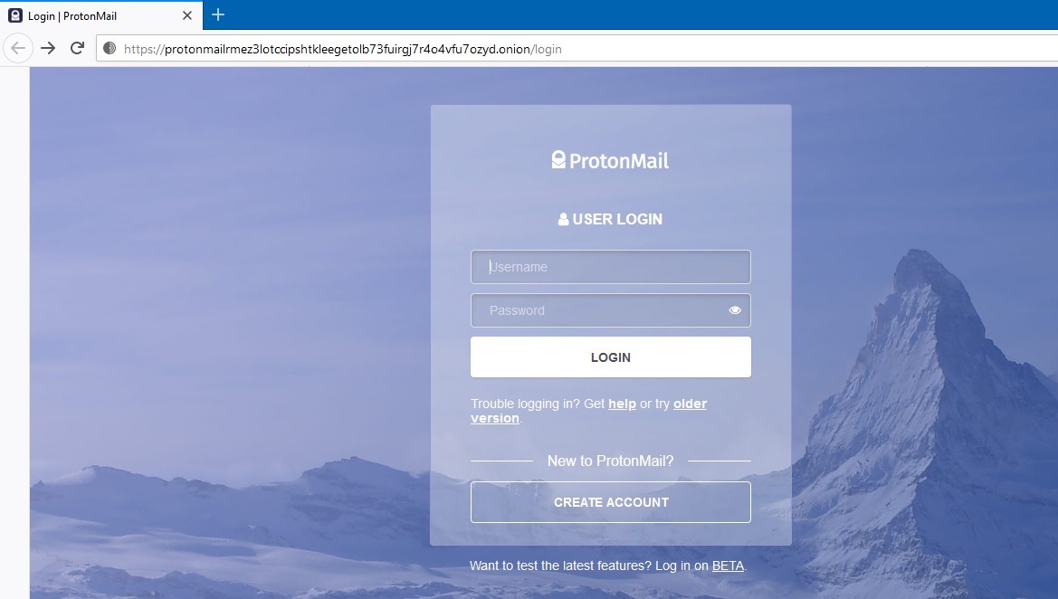 Site d'oignon Google Protonmail sur le Web sombre