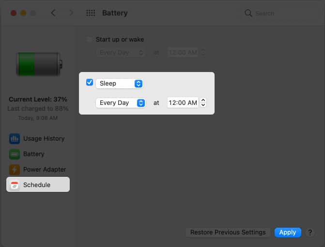 Automatiser Spotify Timer sur Mac en utilisant le réglage de la batterie