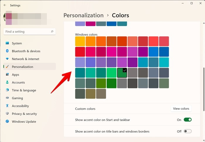 Choisissez la couleur de Windows 11