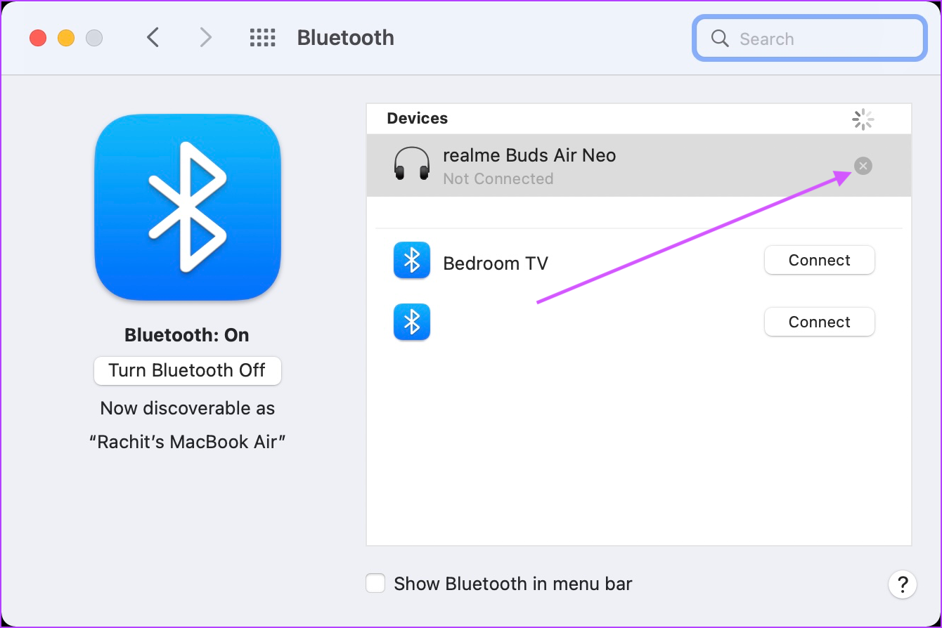 2. Supprimer et reconnecter tous les appareils Bluetooth 3