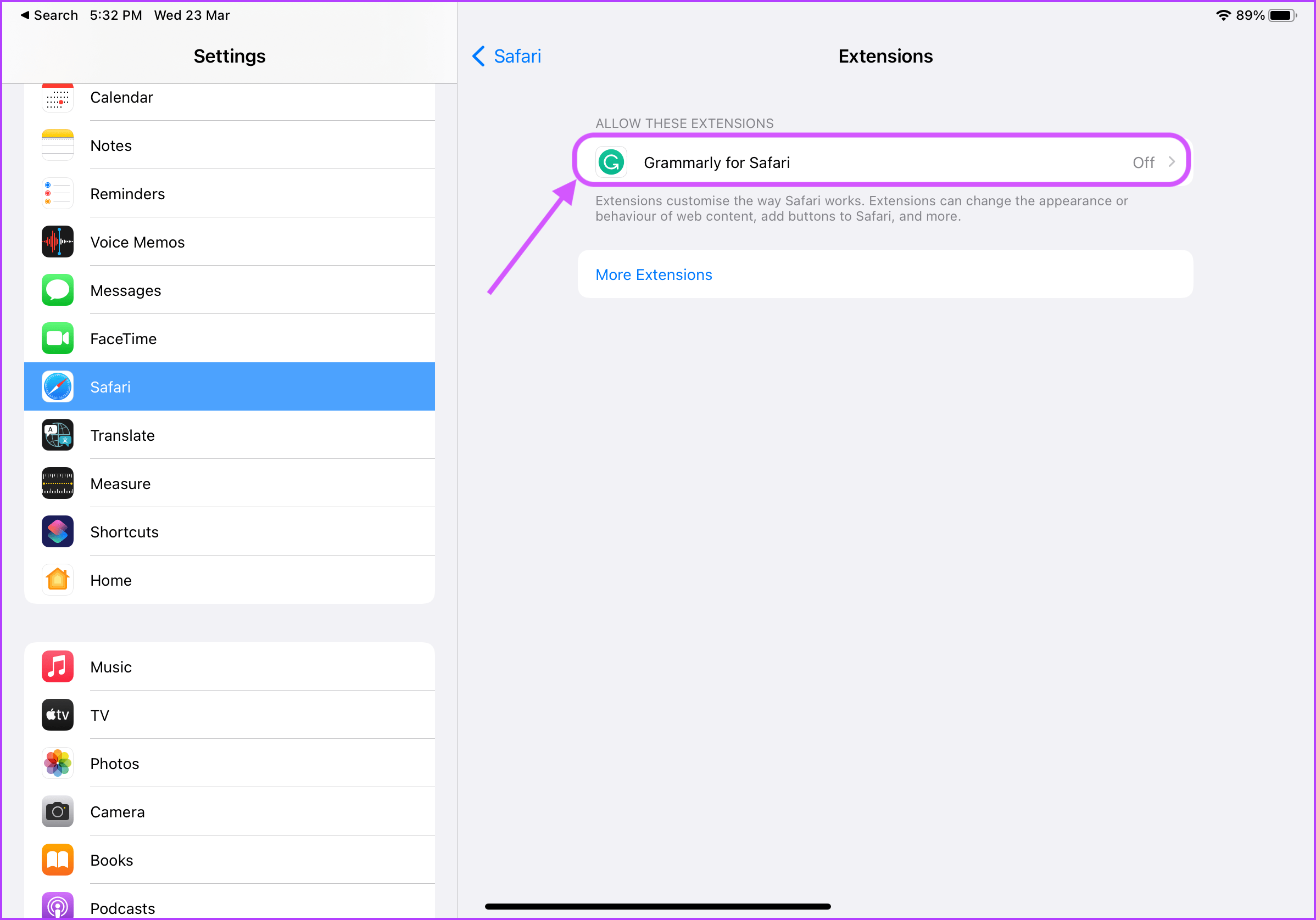 Activer et désactiver les extensions Safari 3