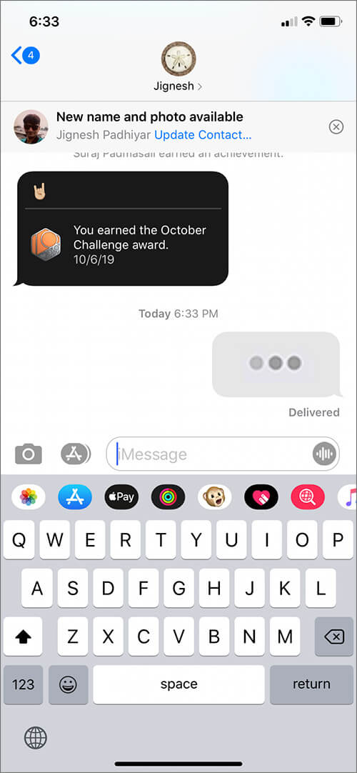 GIF de saisie iMessage