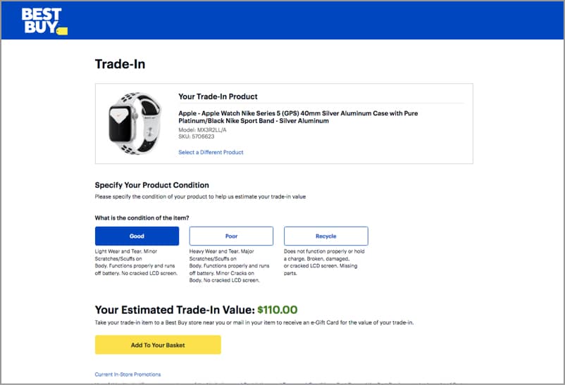 Vérifier la valeur d'échange de l'Apple Watch sur BestBuy