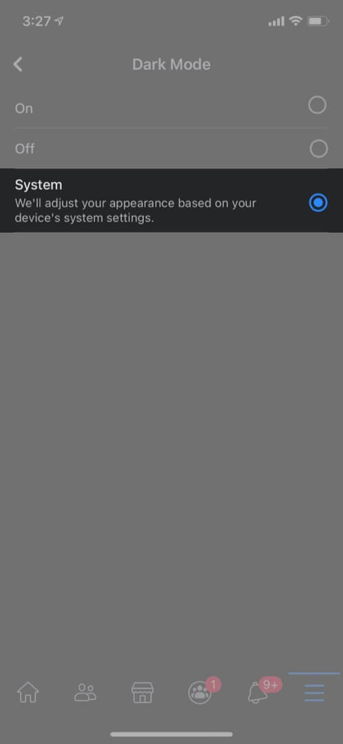 Choisissez le système pour modifier les paramètres du mode sombre selon les paramètres de votre iPhone