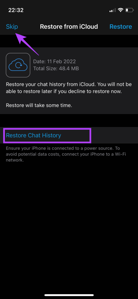 Restaurer la sauvegarde sur WhatsApp pour iPhone