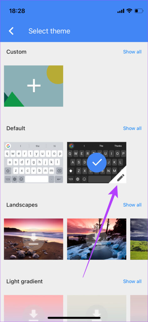 Modifier le thème sur gboard pour iphone