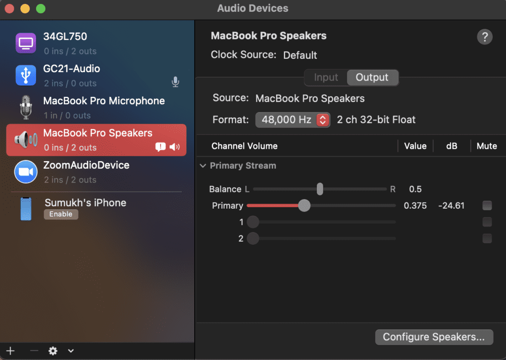 Configuration Audio MIDI