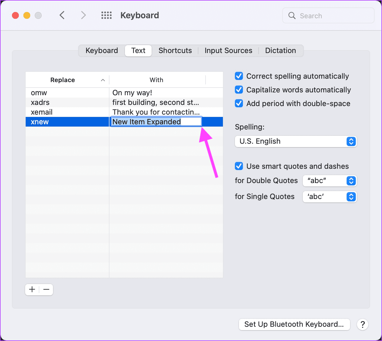 4. Ajouter un nouvel élément de remplacement de texte et le supprimer 4