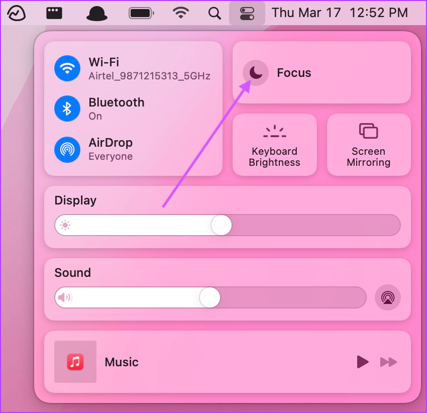 1. Désactivez les notifications à l'aide de Ne pas déranger dans Control Center 1