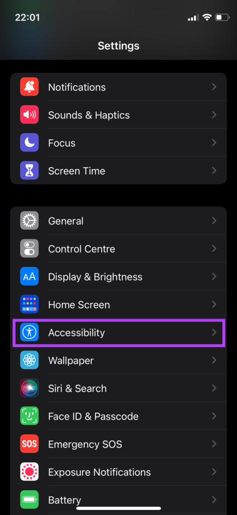 Paramètre d'accessibilité sur iPhone