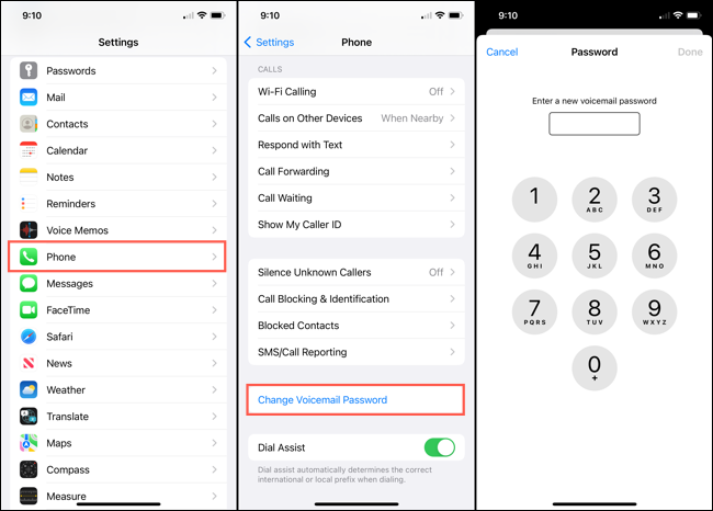 Changer le mot de passe de la messagerie vocale sur iPhone