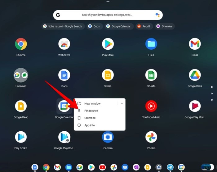 Étagère Chromebook Ajouter un lanceur d'applications