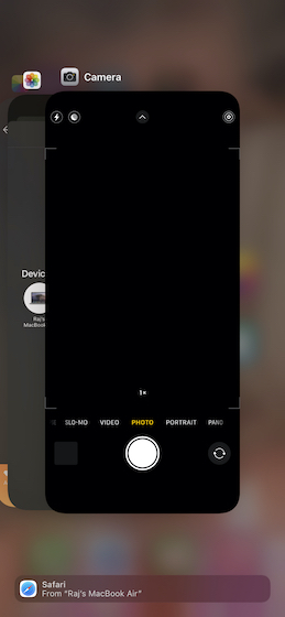 Fermer l'application appareil photo sur iPhone