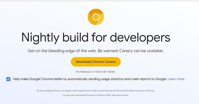 Canari Google Chrome