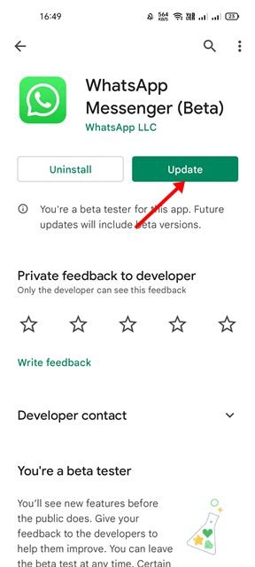 mettre à jour l'application WhatsApp