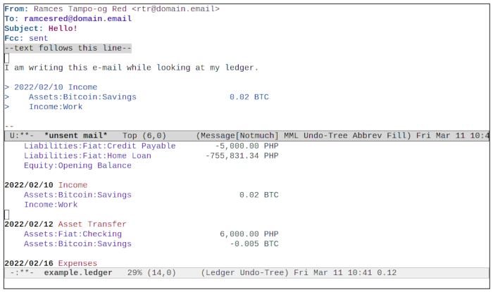 Exemple d'interopérabilité Emacs Ledger 04