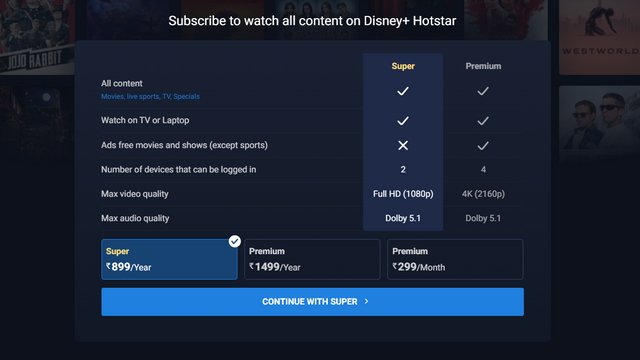 prix disney+ hotstar