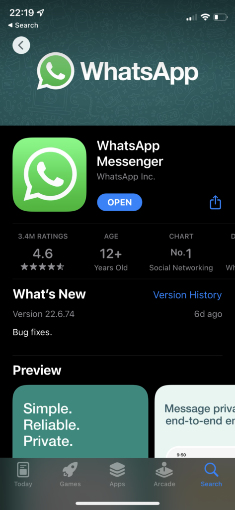 WhatsApp sur App Store