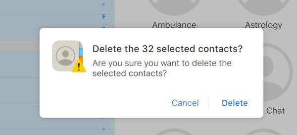 Supprimer plusieurs contacts Icloud Confirmation