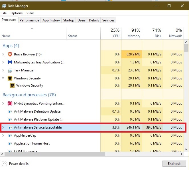 Devez-vous désactiver la mise à jour antimalware du processus exécutable du service antimalware